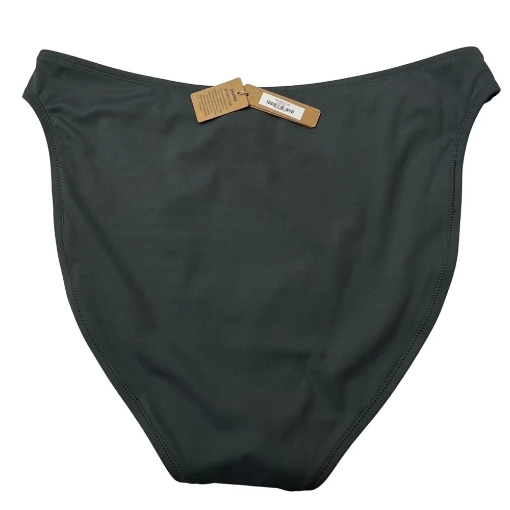 SKIMS Shaping Swim‎ Bandeau Top + Dipped Bikini Bottom Gunmetal Womens 2X